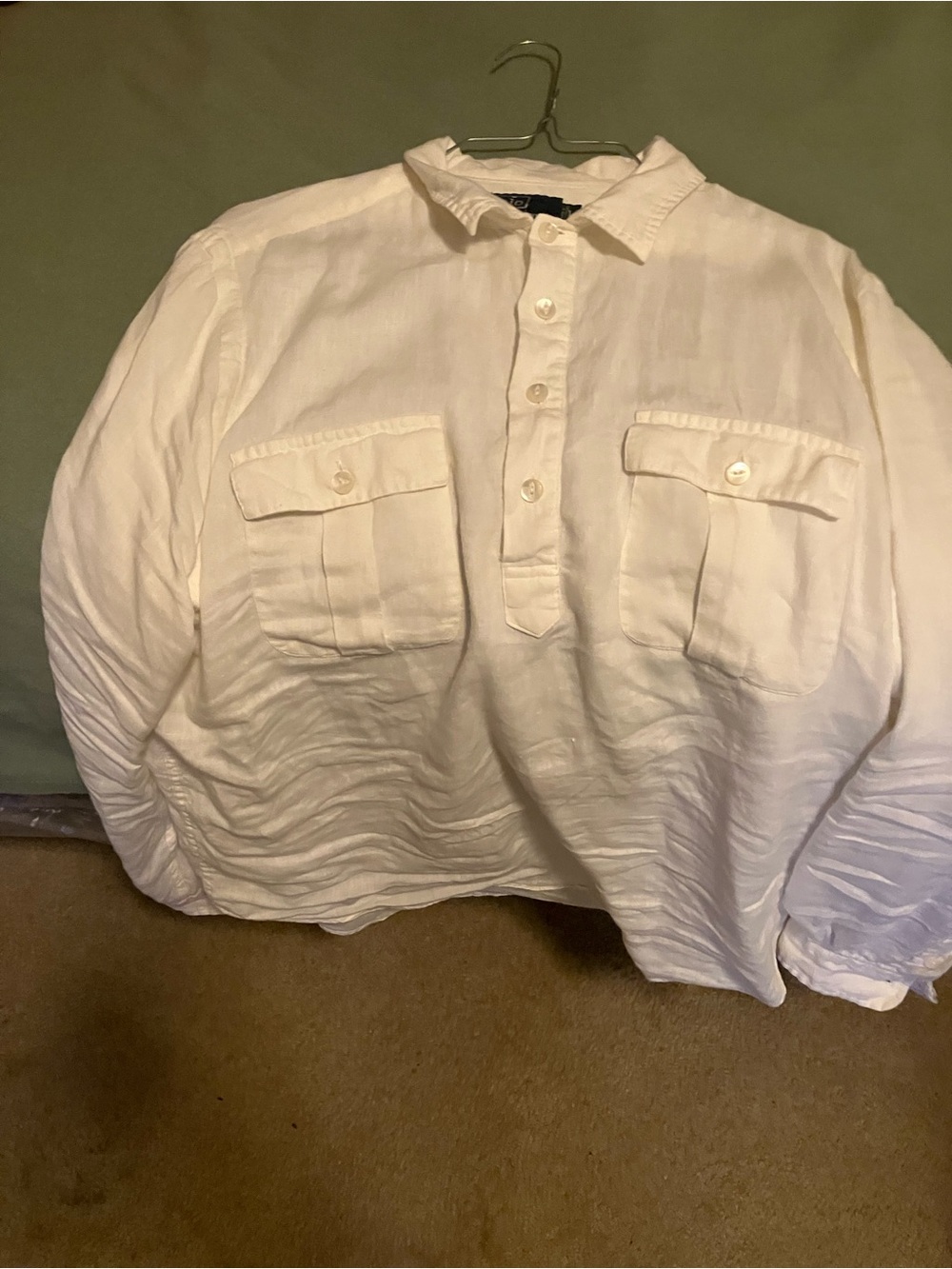 Polo by Ralph Lauren White Lightweight Linen Utility Shirt Jacket
